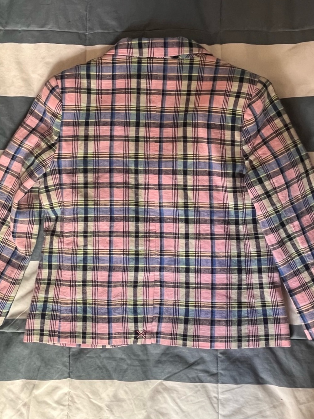 Janie & Jack pink plaid linen blazer - 3 - Picture 3 of 4